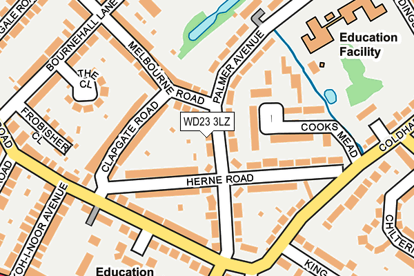 WD23 3LZ map - OS OpenMap – Local (Ordnance Survey)