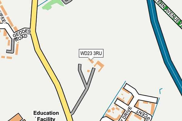 WD23 3RU map - OS OpenMap – Local (Ordnance Survey)