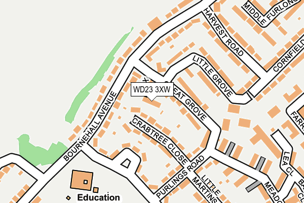 WD23 3XW map - OS OpenMap – Local (Ordnance Survey)