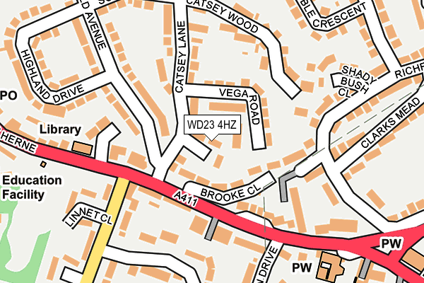 WD23 4HZ map - OS OpenMap – Local (Ordnance Survey)