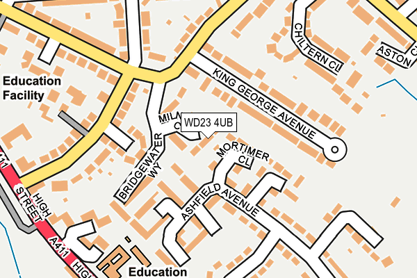 WD23 4UB map - OS OpenMap – Local (Ordnance Survey)