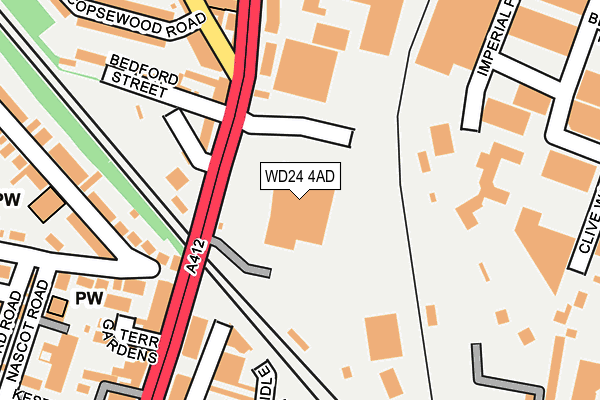 WD24 4AD map - OS OpenMap – Local (Ordnance Survey)