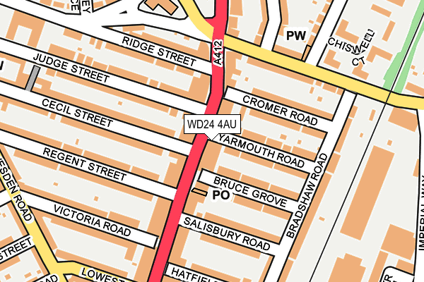 WD24 4AU map - OS OpenMap – Local (Ordnance Survey)