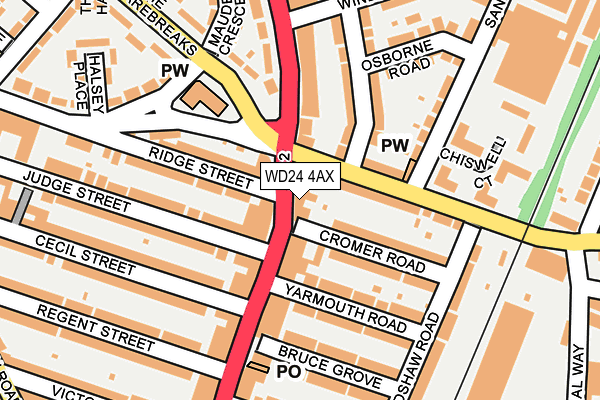 WD24 4AX map - OS OpenMap – Local (Ordnance Survey)
