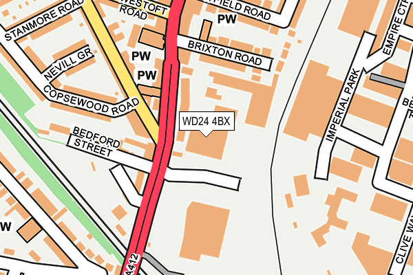 WD24 4BX map - OS OpenMap – Local (Ordnance Survey)