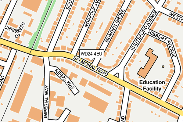 WD24 4EU map - OS OpenMap – Local (Ordnance Survey)
