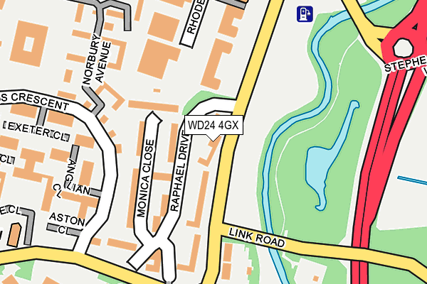 WD24 4GX map - OS OpenMap – Local (Ordnance Survey)