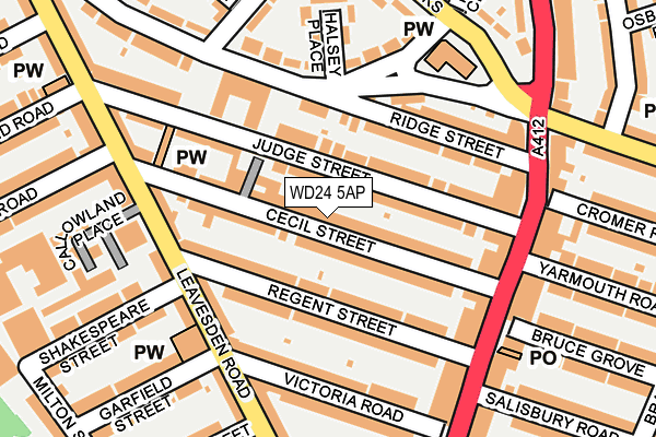 WD24 5AP map - OS OpenMap – Local (Ordnance Survey)