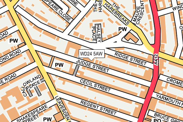 WD24 5AW map - OS OpenMap – Local (Ordnance Survey)