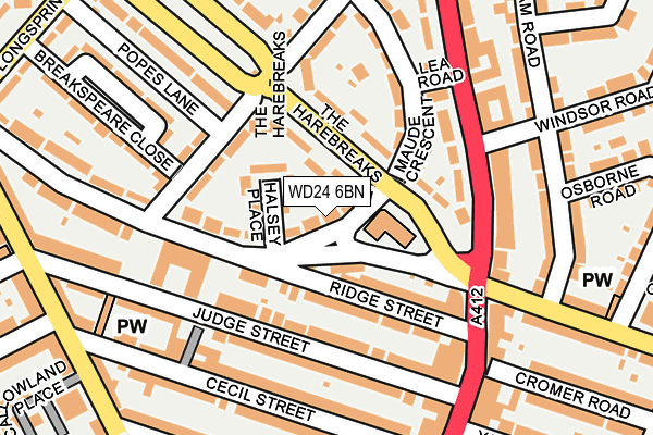 WD24 6BN map - OS OpenMap – Local (Ordnance Survey)