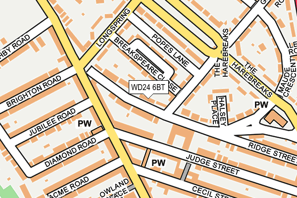 WD24 6BT map - OS OpenMap – Local (Ordnance Survey)