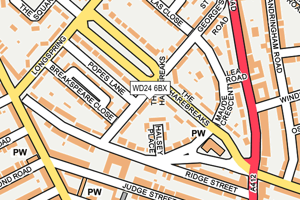 WD24 6BX map - OS OpenMap – Local (Ordnance Survey)