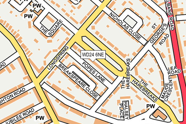 WD24 6NE map - OS OpenMap – Local (Ordnance Survey)