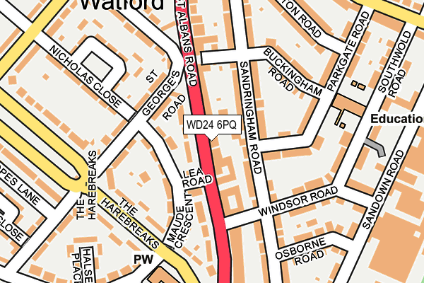 WD24 6PQ map - OS OpenMap – Local (Ordnance Survey)