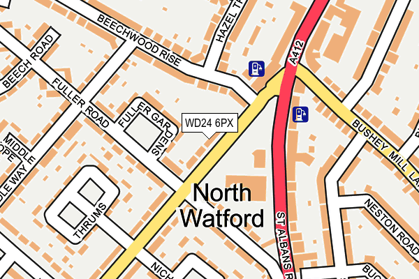 WD24 6PX map - OS OpenMap – Local (Ordnance Survey)