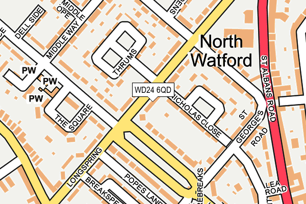 WD24 6QD map - OS OpenMap – Local (Ordnance Survey)