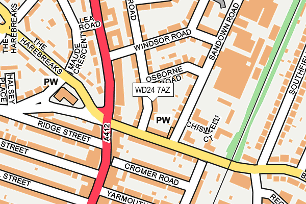WD24 7AZ map - OS OpenMap – Local (Ordnance Survey)