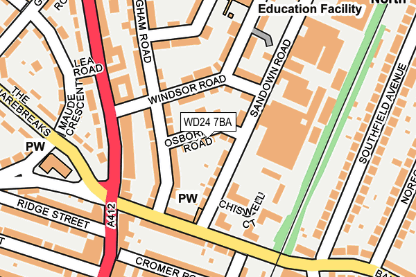 WD24 7BA map - OS OpenMap – Local (Ordnance Survey)