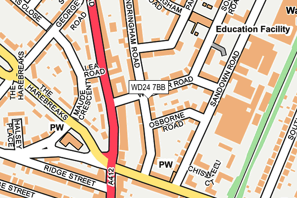 WD24 7BB map - OS OpenMap – Local (Ordnance Survey)
