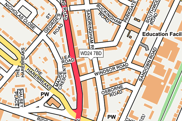 WD24 7BD map - OS OpenMap – Local (Ordnance Survey)