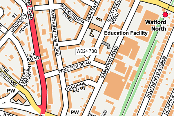 WD24 7BQ map - OS OpenMap – Local (Ordnance Survey)