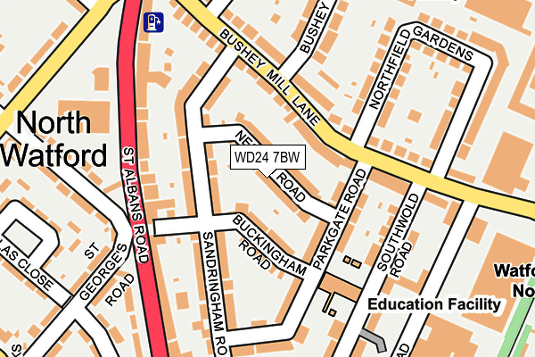 WD24 7BW map - OS OpenMap – Local (Ordnance Survey)