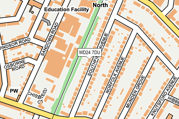 WD24 7DU map - OS OpenMap – Local (Ordnance Survey)