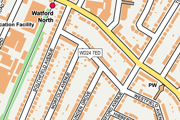 WD24 7ED map - OS OpenMap – Local (Ordnance Survey)