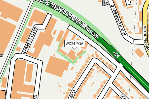 WD24 7GA map - OS OpenMap – Local (Ordnance Survey)