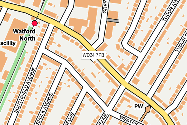 WD24 7PB map - OS OpenMap – Local (Ordnance Survey)