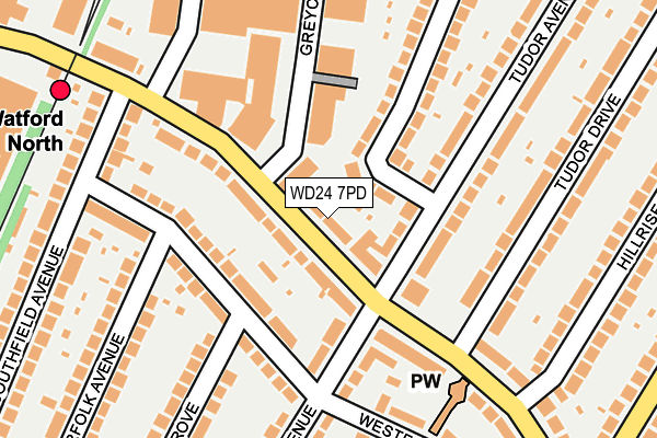 WD24 7PD map - OS OpenMap – Local (Ordnance Survey)