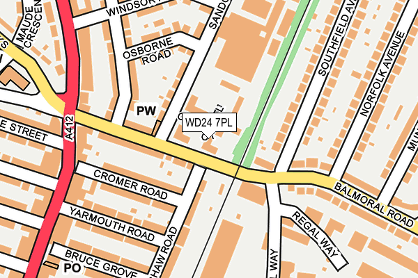 WD24 7PL map - OS OpenMap – Local (Ordnance Survey)