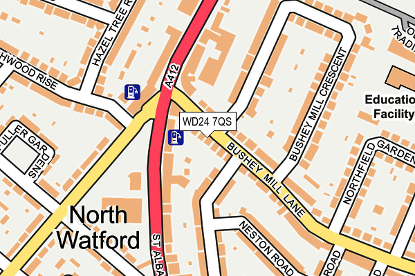WD24 7QS map - OS OpenMap – Local (Ordnance Survey)