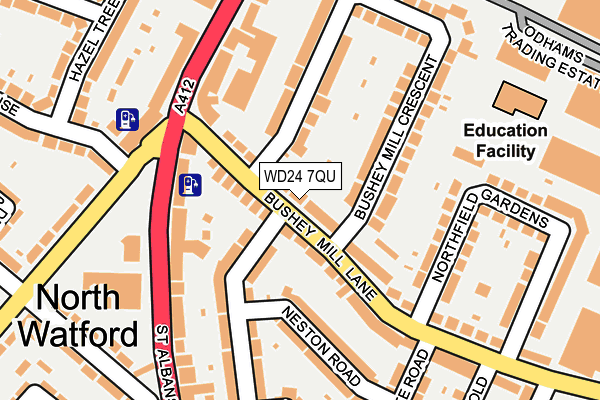 WD24 7QU map - OS OpenMap – Local (Ordnance Survey)