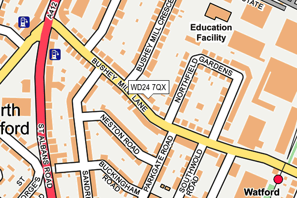 WD24 7QX map - OS OpenMap – Local (Ordnance Survey)