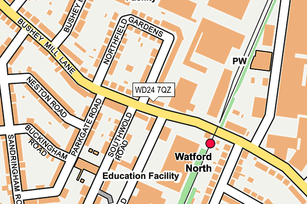 WD24 7QZ map - OS OpenMap – Local (Ordnance Survey)