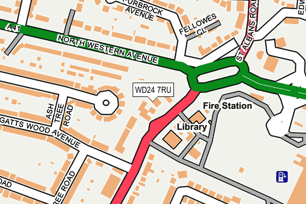 WD24 7RU map - OS OpenMap – Local (Ordnance Survey)