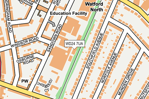 WD24 7UA map - OS OpenMap – Local (Ordnance Survey)