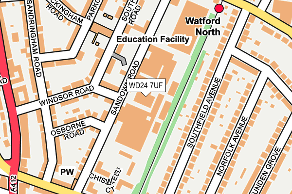 WD24 7UF map - OS OpenMap – Local (Ordnance Survey)