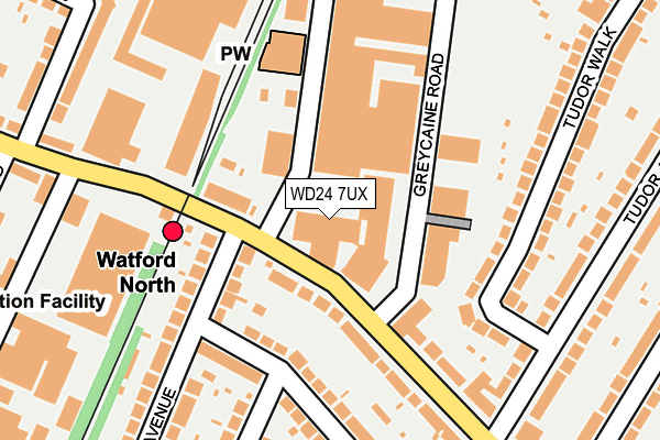 WD24 7UX map - OS OpenMap – Local (Ordnance Survey)