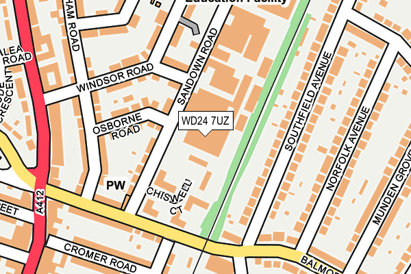 WD24 7UZ map - OS OpenMap – Local (Ordnance Survey)