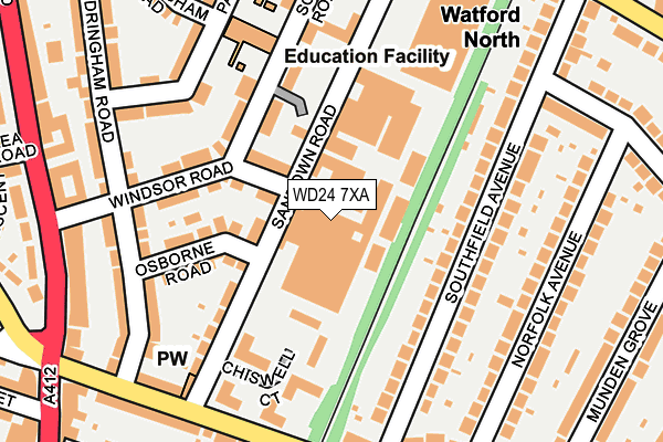 WD24 7XA map - OS OpenMap – Local (Ordnance Survey)