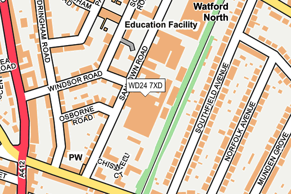 WD24 7XD map - OS OpenMap – Local (Ordnance Survey)