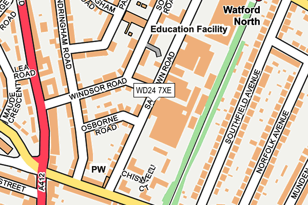 WD24 7XE map - OS OpenMap – Local (Ordnance Survey)