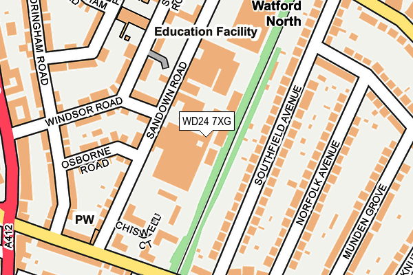 WD24 7XG map - OS OpenMap – Local (Ordnance Survey)