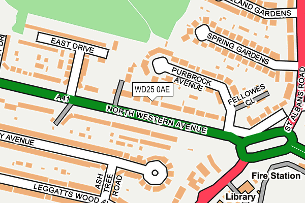 WD25 0AE map - OS OpenMap – Local (Ordnance Survey)