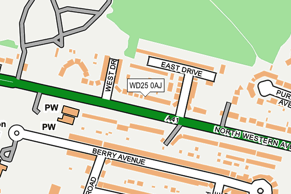 WD25 0AJ map - OS OpenMap – Local (Ordnance Survey)