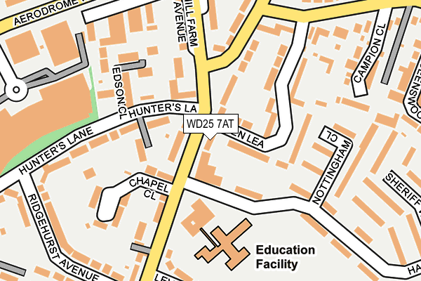 WD25 7AT map - OS OpenMap – Local (Ordnance Survey)