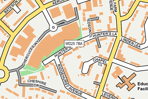 WD25 7BA map - OS OpenMap – Local (Ordnance Survey)