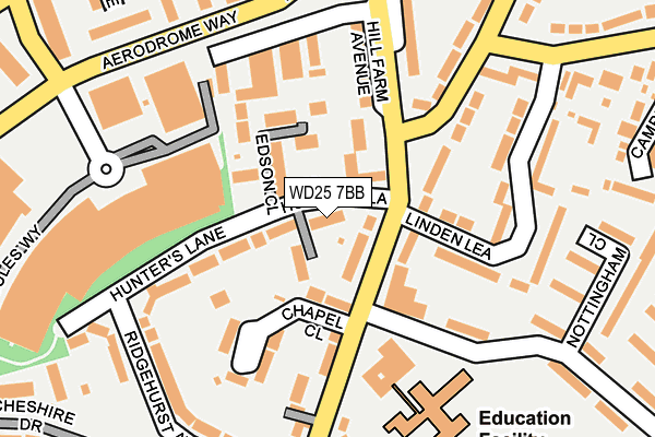 WD25 7BB map - OS OpenMap – Local (Ordnance Survey)